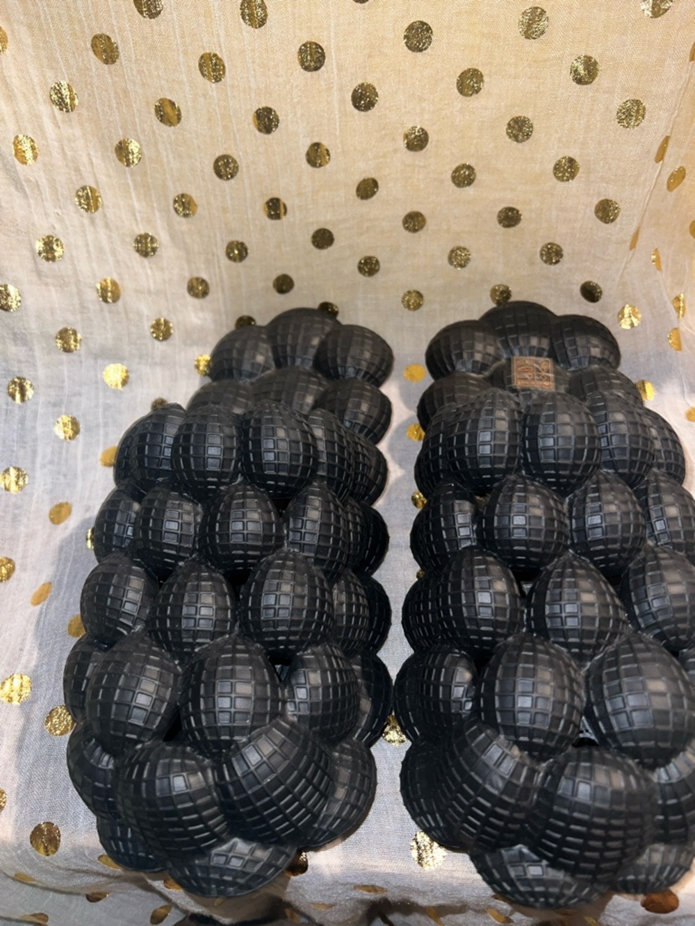 Unique Bubble-Textured Black Slip-On Sandals